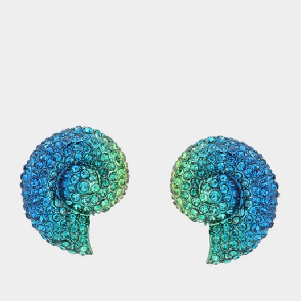 Betsey Johnson Blue Green Crystal Spiral Earrings
